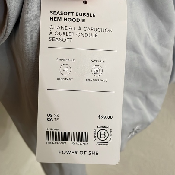 ATHLETA Women's Seasoft Bubble Hem Pullover Hoodie Size US XS In Snowflake Blue - Picture 11 of 12